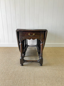 A Large Antique English Country Solid Oak Drop Leaf Gate Leg Table c18th Century