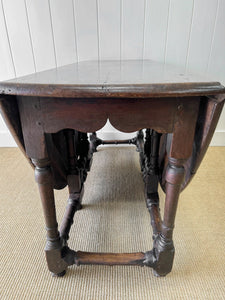 A Large Antique English Country Solid Oak Drop Leaf Gate Leg Table c18th Century