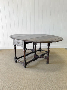 A Large Antique English Country Solid Oak Drop Leaf Gate Leg Table c18th Century