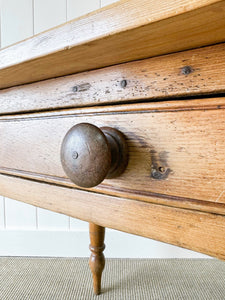 Antique English Country Pine Console Table Nighstand or Desk c1890