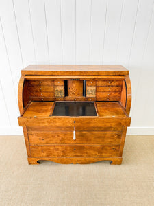 A Biedermeier Antique Writing Cylinder Bureau/Desk with Drawers c1880