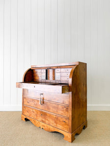 A Biedermeier Antique Writing Cylinder Bureau/Desk with Drawers c1880