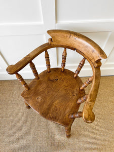 An English Country Fruitwood & Ash Bow Arm Chair