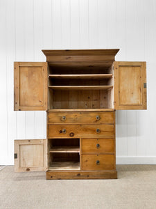 An 18th Century English Pine Linen Press Cupboard