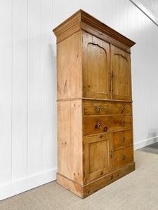 An 18th Century English Pine Linen Press Cupboard