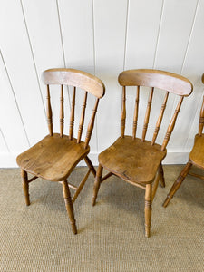 An Antique Set of 4 Spindle Back Chairs