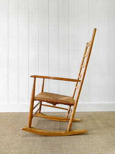 An Ash Rush Seated Rocking Chair c1890