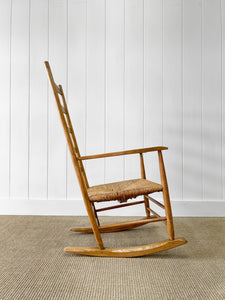 An Ash Rush Seated Rocking Chair c1890