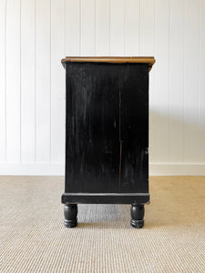 An Ebonized English Country Pine Buffet Sideboard