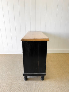 An Ebonized English Country Pine Buffet Sideboard