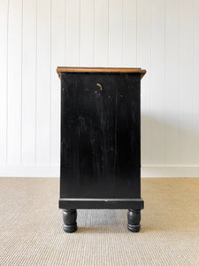 An Ebonized English Country Pine Buffet Sideboard