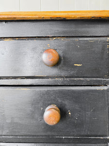 An Ebonized English Country Pine Buffet Sideboard