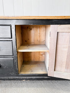 An Ebonized English Country Pine Buffet Sideboard