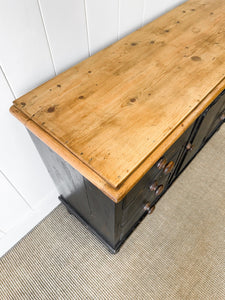 An Ebonized English Country Pine Buffet Sideboard