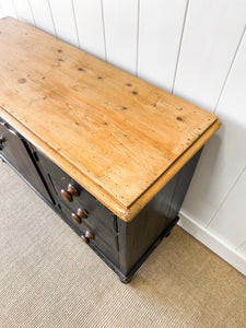 An Ebonized English Country Pine Buffet Sideboard