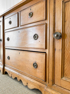 A Monumental English Country Pine Sideboard Buffet c1860