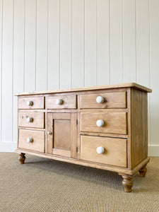 A Large English Pine Country 6 Drawer Buffet or Sideboard c1860