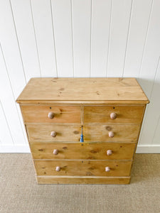 A Large English Pine Chest of Drawers Dresser with Wooden Knobs c1890