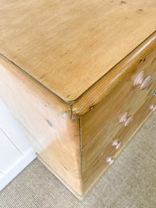 A Large English Pine Chest of Drawers Dresser with Wooden Knobs c1890