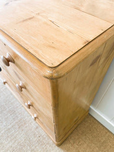 A Large English Pine Chest of Drawers Dresser with Wooden Knobs c1890