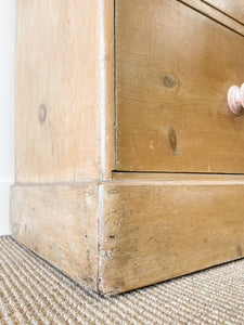 A Large English Pine Chest of Drawers Dresser with Wooden Knobs c1890