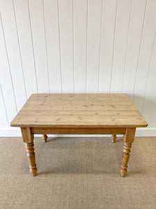 Vintage English Country Waxed Pine 4.5ft Dining Harvest Table