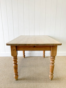 Vintage English Country Waxed Pine 4.5ft Dining Harvest Table