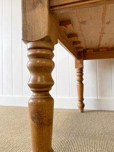 Vintage English Country Waxed Pine 4.5ft Dining Harvest Table