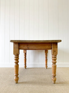 Vintage English Country Waxed Pine 4.5ft Dining Harvest Table