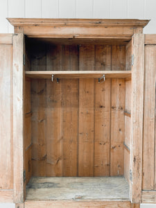 A Handsome English 19th Pine Cupboard with Dark Wooden Knobs