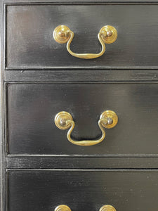 A Delightful Late 19th Century English Country Ebonized Chest of Drawers Dresser