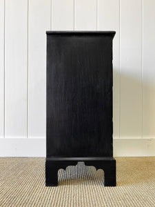 A Delightful Late 19th Century English Country Ebonized Chest of Drawers Dresser