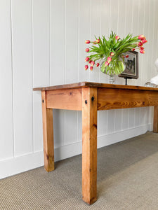 A Large Antique 8 ft English Pine Hunt Table or Console Table