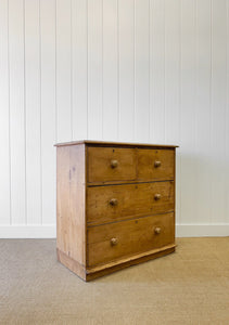 An Antique English Pine Deep Drawer Chest of Drawers Dresser c1890