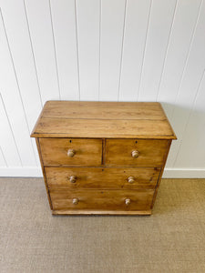 An Antique English Pine Deep Drawer Chest of Drawers Dresser c1890