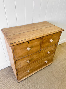 An Antique English Pine Deep Drawer Chest of Drawers Dresser c1890