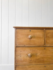 An Antique English Pine Deep Drawer Chest of Drawers Dresser c1890