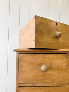 An Antique English Pine Deep Drawer Chest of Drawers Dresser c1890