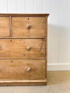 An Antique English Pine Deep Drawer Chest of Drawers Dresser c1890