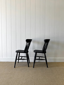 A Vintage Set of 4 Fiddleback Chairs Painted Black