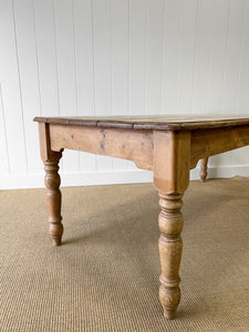 An Antique English Country Pine Over 6ft Dining Table