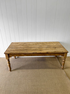 An Antique English Country Pine Over 6ft Dining Table