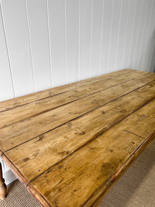 An Antique English Country Pine Over 6ft Dining Table