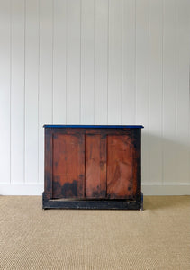 An Antique English Painted Royal Blue Chest of Drawers Dresser c1890