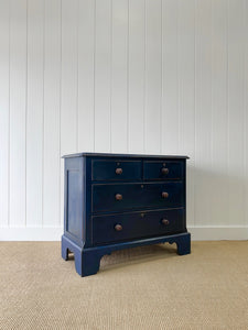 An Antique English Painted Royal Blue Chest of Drawers Dresser c1890