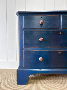 An Antique English Painted Royal Blue Chest of Drawers Dresser c1890