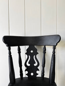 A Vintage Set of 2 Fiddleback Chairs Painted Black