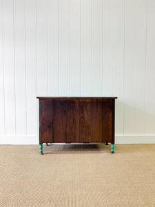 An Antique English Emerald Green Chest of Drawers Dresser on Castors c1890