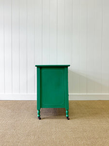 An Antique English Emerald Green Chest of Drawers Dresser on Castors c1890