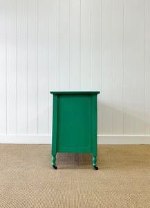 An Antique English Emerald Green Chest of Drawers Dresser on Castors c1890